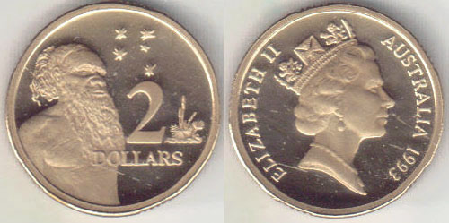 1993 Australia $2 (Aboriginal) Proof A004611